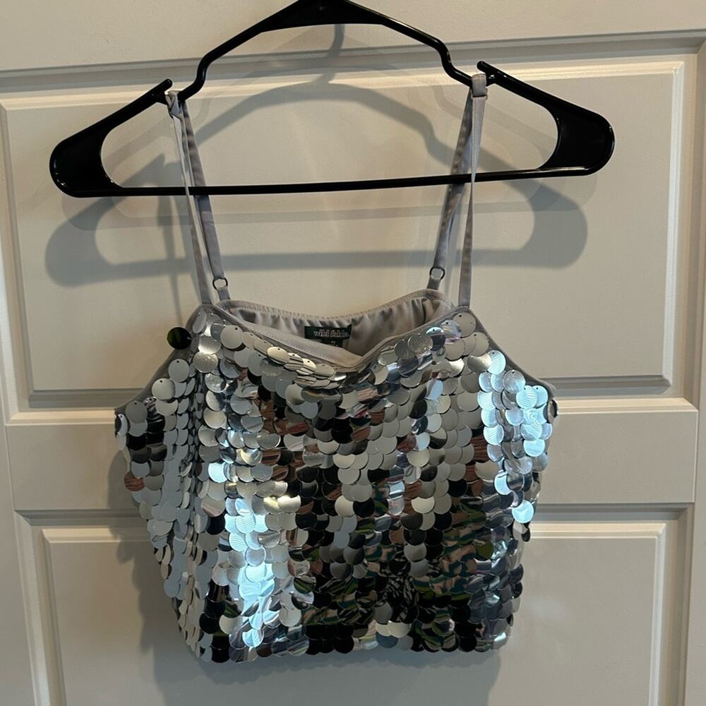 Wild Fable Sequin Spaghetti Strap Crop Tank